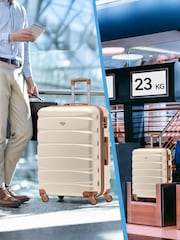 Flight Knight Medium Cream Check-In Hold Luggage Hardcase Travel Suitcases Set Of 2 - Image 8 of 8