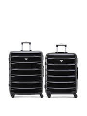 Flight Knight Medium and Large Check-In Hold Luggage Hardcase Travel Black Suitcases Set Of 2 - Image 1 of 8