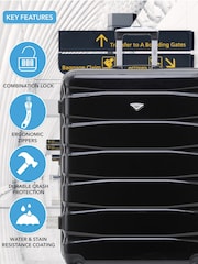Flight Knight Medium and Large Check-In Hold Luggage Hardcase Travel Black Suitcases Set Of 2 - Image 6 of 8