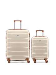 Flight Knight Medium and Small Cream Check-In and Carry-On Hardcase Travel Suitcases Set Of 2 - Image 1 of 8