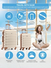 Flight Knight Medium and Small Cream Check-In and Carry-On Hardcase Travel Suitcases Set Of 2 - Image 2 of 8