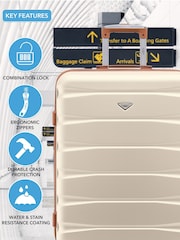 Flight Knight Medium and Small Cream Check-In and Carry-On Hardcase Travel Suitcases Set Of 2 - Image 6 of 8