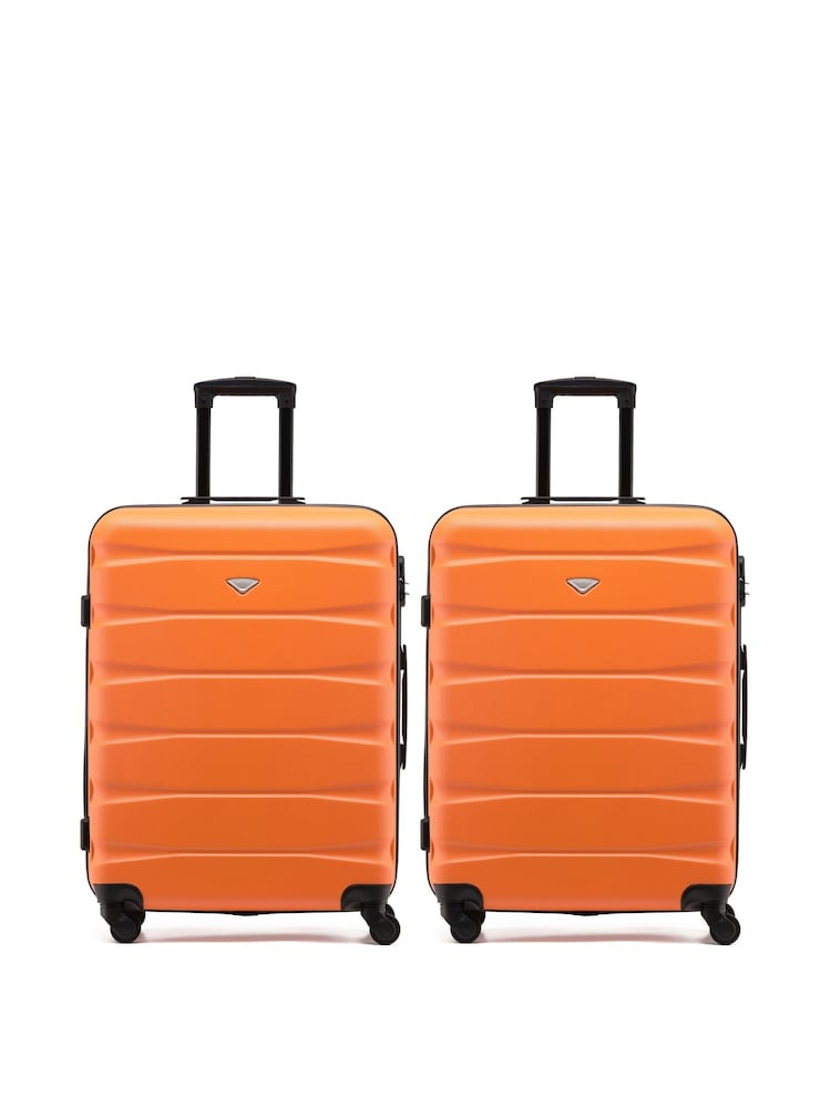 Flight Knight Medium Orange Check-In Hold Luggage Hardcase Travel Suitcases Set Of 2 - Image 1 of 8