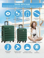 CABIN PRO Medium Green Check In & Small Carry On Hardcase Travel Suitcases Set Of 2 - Image 2 of 8