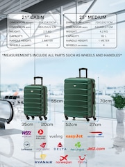 CABIN PRO Medium Green Check In & Small Carry On Hardcase Travel Suitcases Set Of 2 - Image 3 of 8