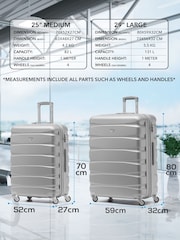 CABIN PRO Silver Set of 2 Medium & Large Check-In Hold Luggage Hardcase Travel Suitcases - Bild 3 von 8