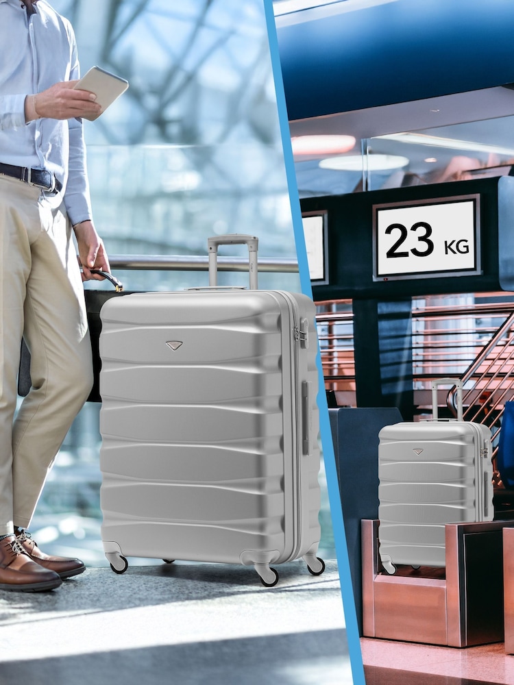 CABIN PRO Silver Set of 2 Medium & Large Check-In Hold Luggage Hardcase Travel Suitcases - Bild 8 von 8