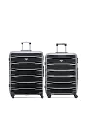 CABIN PRO Medium & Large Grey Check In Hold Luggage Hardcase Travel Suitcases Set Of 2 - Image 1 of 8