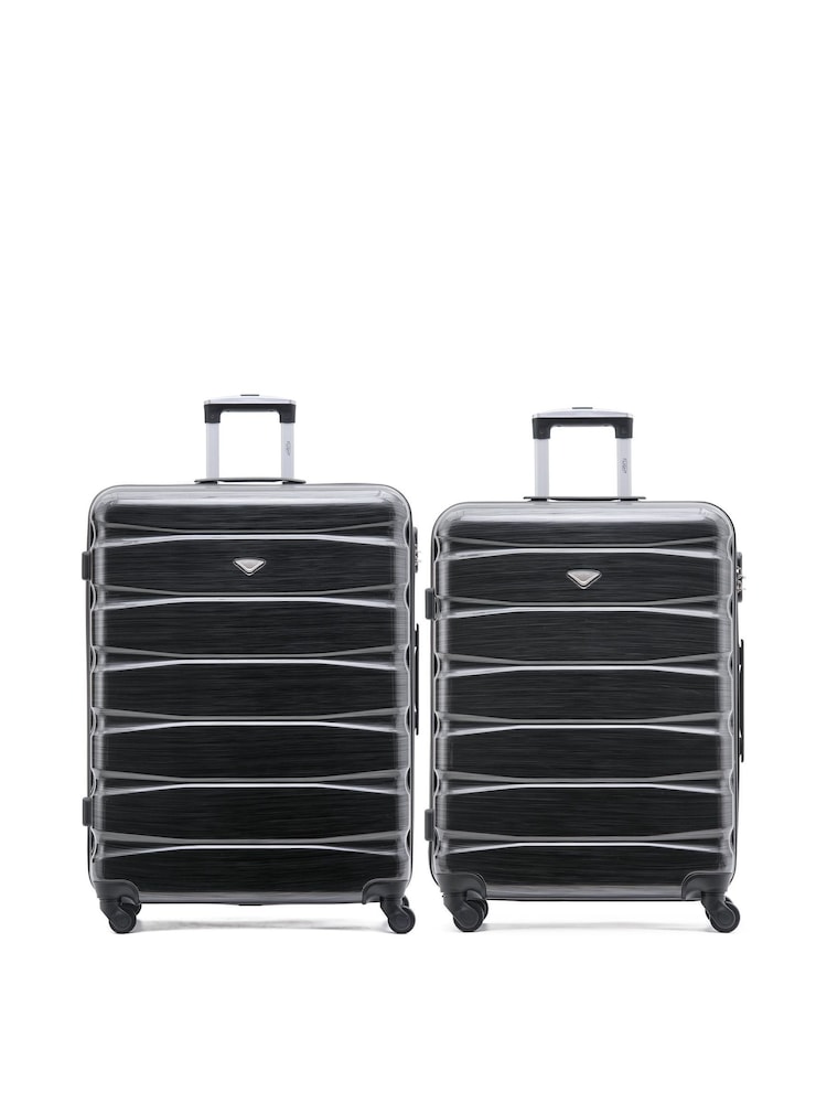 CABIN PRO Medium & Large Grey Check In Hold Luggage Hardcase Travel Suitcases Set Of 2 - Image 1 of 8