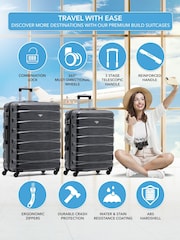 CABIN PRO Medium & Large Grey Check In Hold Luggage Hardcase Travel Suitcases Set Of 2 - Image 2 of 8