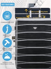 CABIN PRO Medium & Large Grey Check In Hold Luggage Hardcase Travel Suitcases Set Of 2 - Image 6 of 8