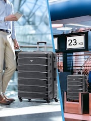 CABIN PRO Medium & Large Grey Check In Hold Luggage Hardcase Travel Suitcases Set Of 2 - Image 8 of 8