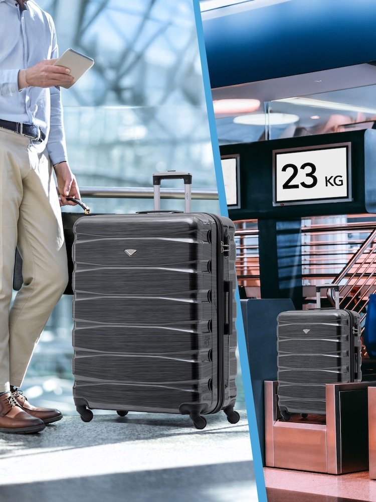 CABIN PRO Medium & Large Grey Check In Hold Luggage Hardcase Travel Suitcases Set Of 2 - Image 8 of 8 CABIN PRO Medium & Large Grey Check In Hold Luggage Hardcase Travel Suitcases Set Of 2 - Image 8 of 8