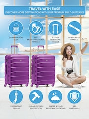 CABIN PRO Purple Set of 2 Medium Check-In Hold Luggage Hardcase Travel Suitcases - Bild 2 von 8