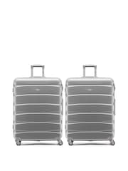 CABIN PRO Silver Set of 2 Large Check-In Hold Luggage Hardcase Travel Suitcases - Bild 1 von 8