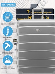 CABIN PRO Silver Set of 2 Large Check-In Hold Luggage Hardcase Travel Suitcases - Bild 6 von 8