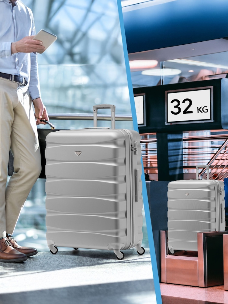 CABIN PRO Silver Set of 2 Large Check-In Hold Luggage Hardcase Travel Suitcases - Bild 8 von 8