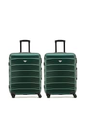 CABIN PRO Medium Green Check In Hold Luggage Hardcase Travel Suitcases Set Of 2 - Image 1 of 8