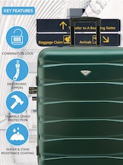 CABIN PRO Medium Green Check In Hold Luggage Hardcase Travel Suitcases Set Of 2 - Image 6 of 8