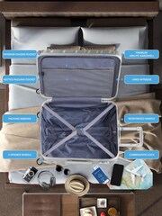 CABIN PRO Silver Set of 2 Medium Check-In & Small Carry-On Hardcase Travel Suitcases - Image 7 of 8