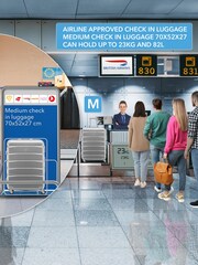 CABIN PRO Silver Set of 2 Medium Check-In & Small Carry-On Hardcase Travel Suitcases - Image 8 of 8