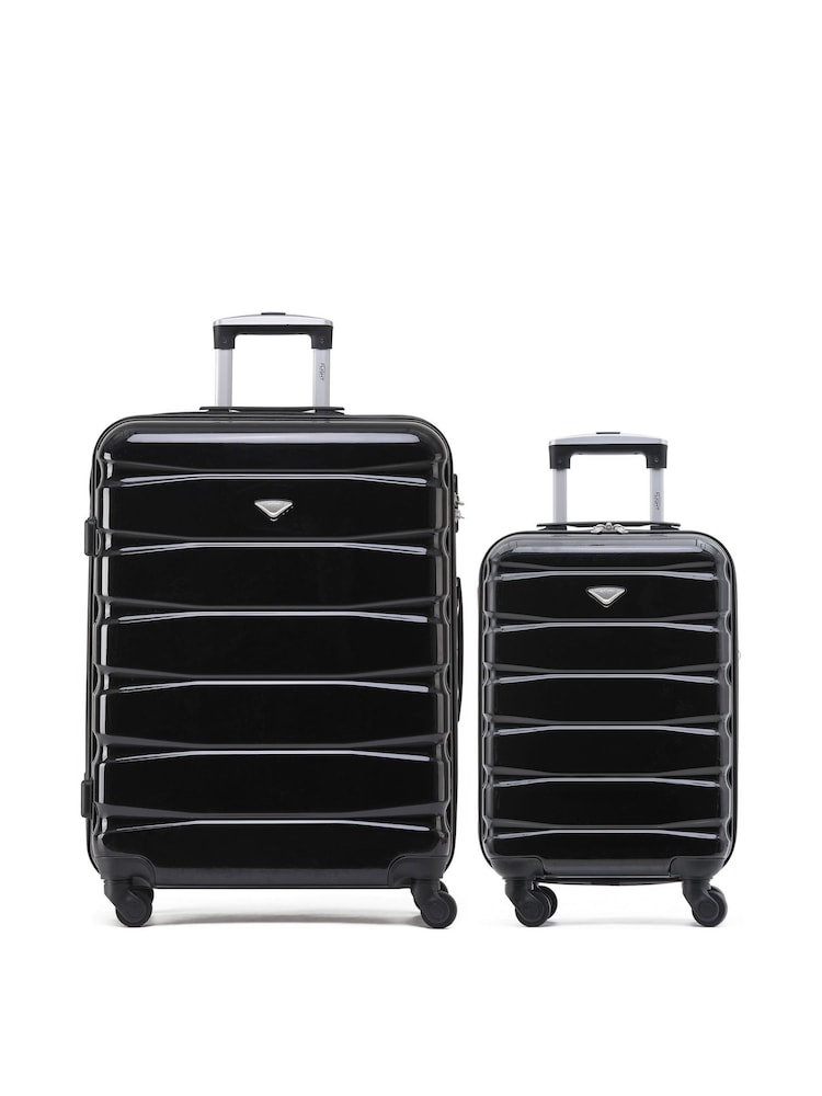 Flight Knight Medium Check In and Small Carry On Hardcase Travel Black Suitcases Set Of 2 - Image 1 of 8