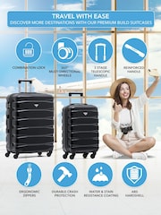 Flight Knight Medium Check In and Small Carry On Hardcase Travel Black Suitcases Set Of 2 - Image 2 of 8