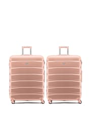 CABIN PRO Large Pink Check In Hold Luggage Hardcase Travel Suitcases Set Of 2 - Image 1 of 8