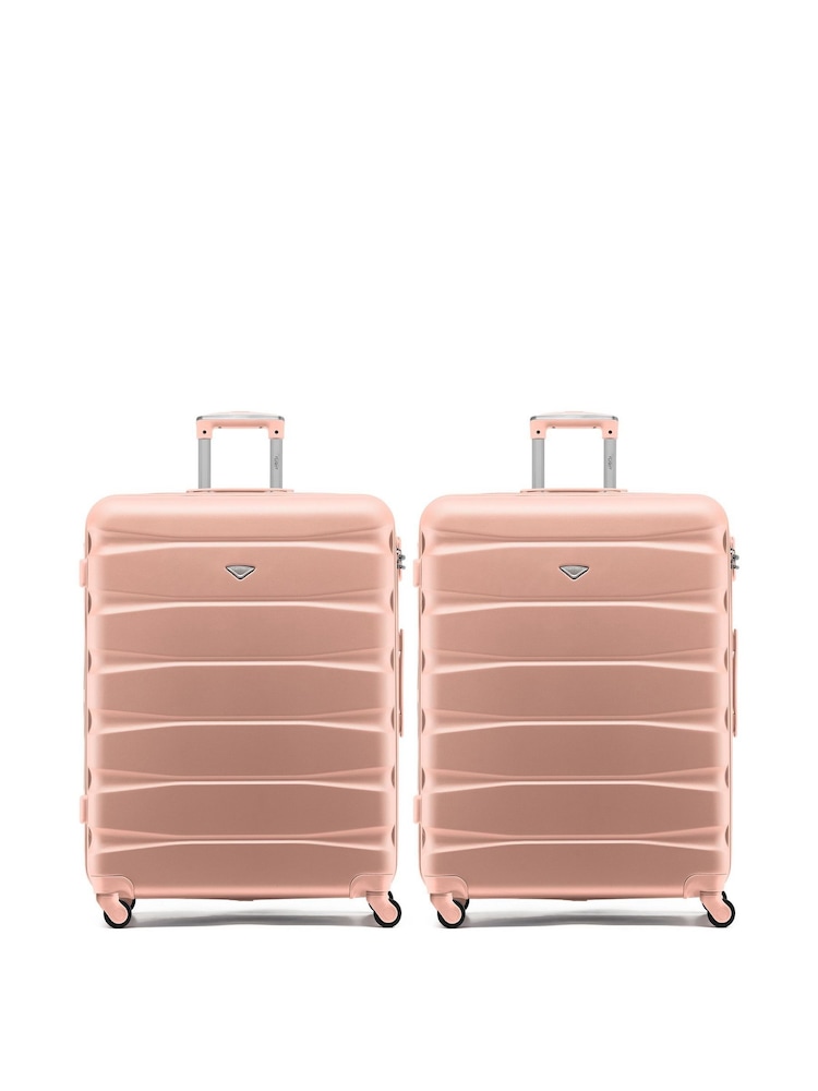 CABIN PRO Large Pink Check In Hold Luggage Hardcase Travel Suitcases Set Of 2 - Image 1 of 8 CABIN PRO Large Pink Check In Hold Luggage Hardcase Travel Suitcases Set Of 2 - Image 1 of 8