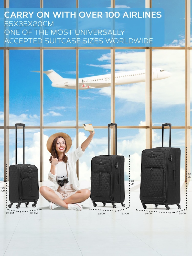 Flight Knight Large Soft Case Checkin Suitcases and Cabin Case Set of 3 - Image 2 of 7