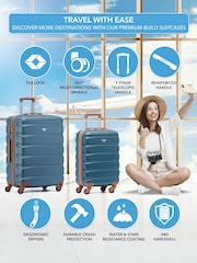 CABIN PRO Medium Blue Check In & Small Carry On Hardcase Travel Suitcases Set Of 2 - Image 2 of 8