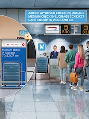 CABIN PRO Medium Blue Check In & Small Carry On Hardcase Travel Suitcases Set Of 2 - Image 8 of 8