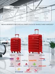 CABIN PRO Medium Red Check In & Small Carry On Hardcase Travel Suitcases Set Of 2 - Image 3 of 8