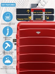 CABIN PRO Medium Red Check In & Small Carry On Hardcase Travel Suitcases Set Of 2 - Image 6 of 8