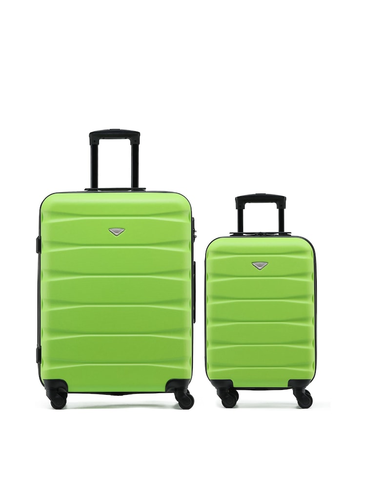 CABIN PRO Medium Green Check In & Small Carry On Hardcase Travel Suitcases Set Of 2 - Image 1 of 8