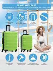 CABIN PRO Medium Green Check In & Small Carry On Hardcase Travel Suitcases Set Of 2 - Image 2 of 8