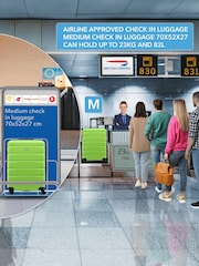 CABIN PRO Medium Green Check In & Small Carry On Hardcase Travel Suitcases Set Of 2 - Image 8 of 8