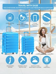 CABIN PRO Medium Blue Check In & Small Carry On Hardcase Travel Suitcases Set Of 2 - Image 2 of 7