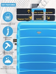 CABIN PRO Medium Blue Check In & Small Carry On Hardcase Travel Suitcases Set Of 2 - Image 6 of 7