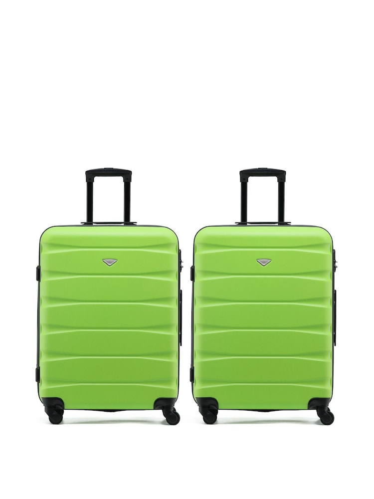 Flight Knight Medium Green Check-In Hold Luggage Hardcase Travel Suitcases Set Of 2 - Image 1 of 8