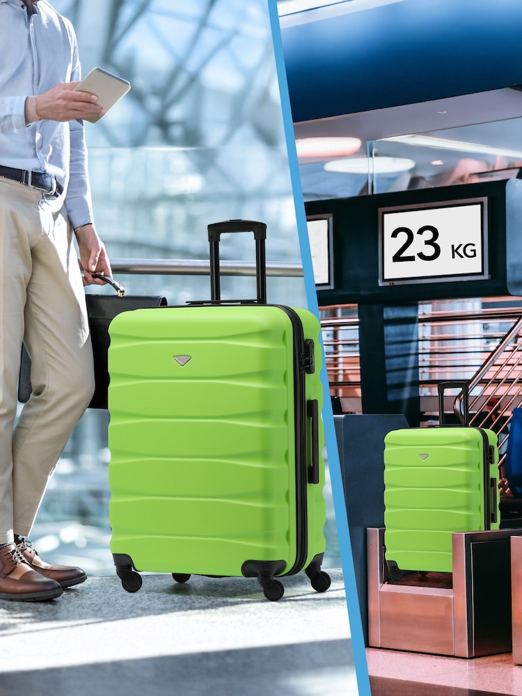 Flight Knight Medium Green Check-In Hold Luggage Hardcase Travel Suitcases Set Of 2 - Image 8 of 8