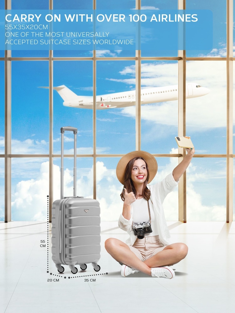 Flight Knight 55x35x20cm 4 Wheel ABS Hard Case Cabin Carry On Hand Luggage - Image 2 of 7