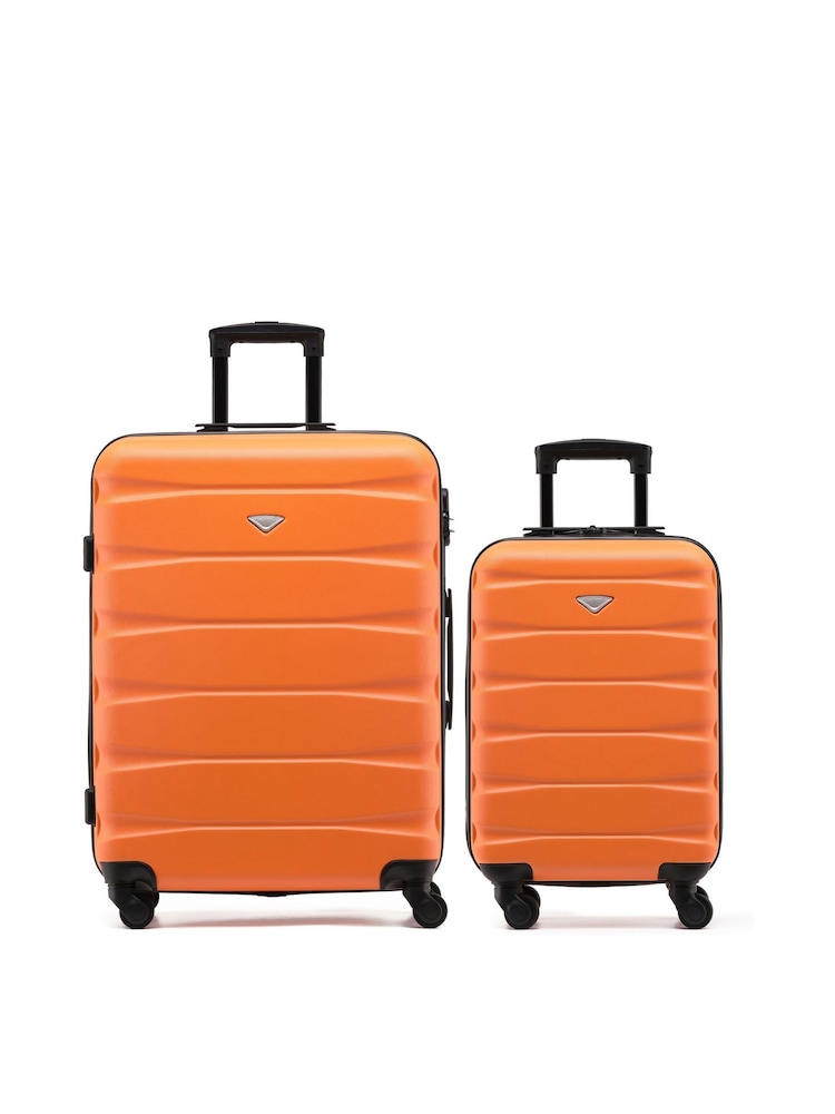 Flight Knight Medium and Small Orange Check In Carry On Hardcase Travel Suitcases Set Of 2 - Image 1 of 8