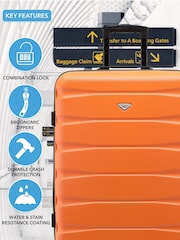Flight Knight Medium and Small Orange Check In Carry On Hardcase Travel Suitcases Set Of 2 - Image 6 of 8