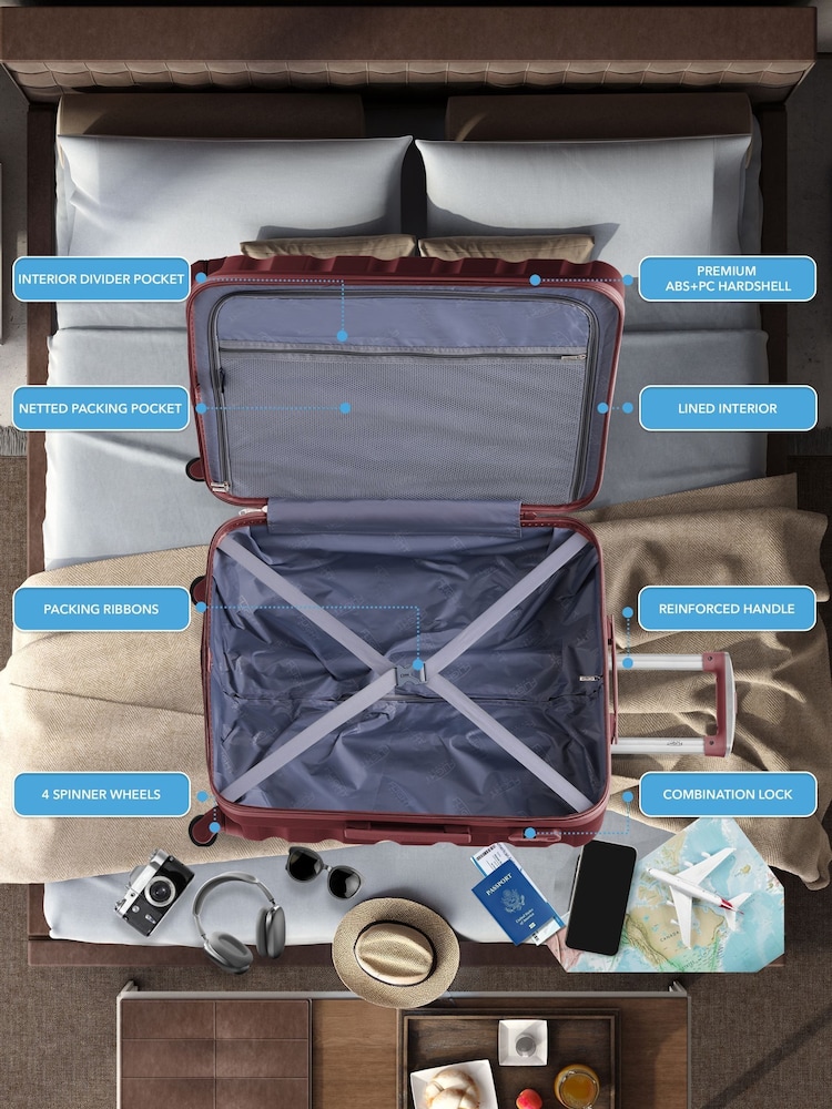 Flight Knight Medium Purple Check-In and Small Carry-On Hardcase Travel Suitcases Set Of 2 - Image 8 of 8