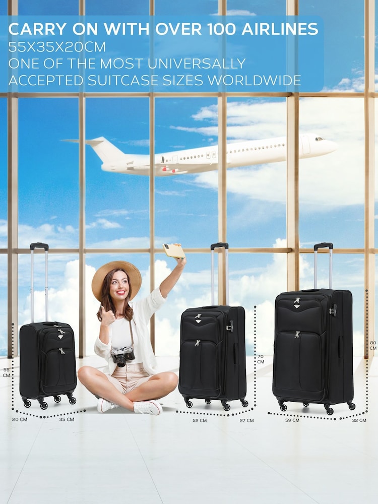 Flight Knight Large Soft Case Checkin Suitcases and Cabin Case Set of 3 - Image 2 of 7