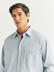 Universal Works Blue Square Pocket Brushed Cotton Shirt - Image 5 of 6