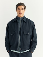Universal Works Black S130 Cropped Twin Pocket Canvas Jacket - Image 1 of 6