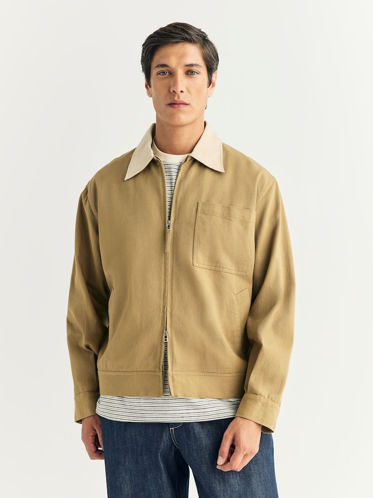 Universal Works Natural Rose Bowl Zip Up Jacket - Image 1 of 6 Universal Works Natural Rose Bowl Zip Up Jacket - Image 1 of 6