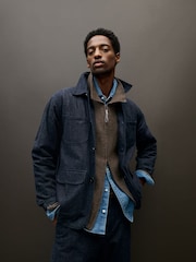 Universal Works Blue Brushed Denim Labour Jacket - Image 1 of 6
